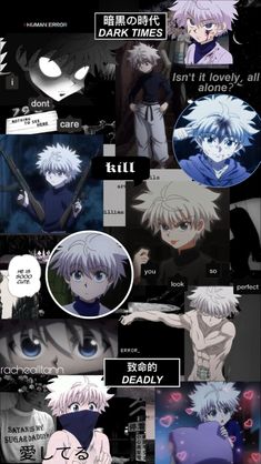 anime character collages with different expressions in the same language, including text and pictures