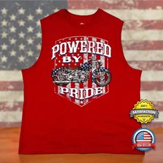 * Item: Patriotic Motorcycle Sleeveless Muscle Shirt * Color: Red * Usa Size: Men's Xl * Features: Screen Printed Graphic, Sleeveless, Machine Washable * Condition: New Without Tags T-5^ (Flypx4-E,P,M,D).07 #Patriotic #Motorcycleshirt #Sleeveless #Usa #American Pre-shrunk Cotton Sleeveless T-shirt, Sleeveless Graphic Print Top For 4th Of July, Casual Red Tank Top With Graphic Print, Sleeveless Cotton Tops For 4th Of July, Red Sleeveless Top With Graphic Print, Red Cotton Tank Top For 4th Of July, Red Sleeveless T-shirt Casual Style, Red Sleeveless Casual T-shirt, Sleeveless Red Cotton Top