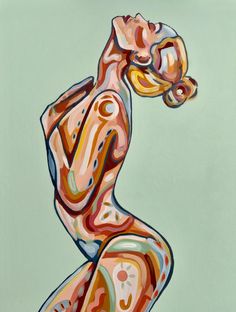 an abstract painting of a woman's body and torso