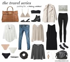 for travel or everyday life - I love this simple style! > capsule wardrobe inspiration Mode Monochrome, Airplane Style, Weekend Mode, French Wardrobe, Estilo Hippie, Mode Casual, Looks Black