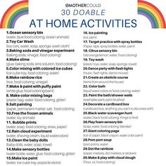 the 30 day do - able at home activities list