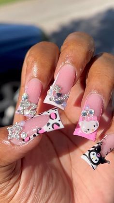 Dramatic Nails, Colored Acrylic Nails, Hello Kitty Nails, Short Square Acrylic Nails, Exotic Nails, Acrylic Nails Coffin Pink, Long Square Acrylic Nails