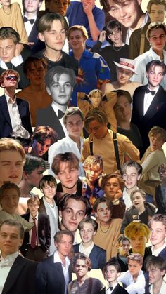 a collage of many different people and one man in a tuxedo is shown