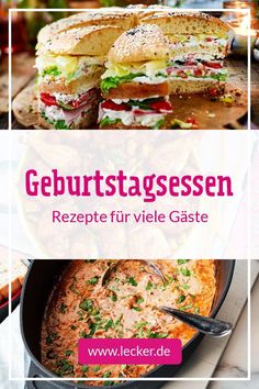 a collage of photos with the words geburststassen, rezepte fur vie gaste