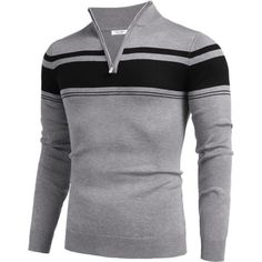 - Color: Black & Heather Gray - Soft Cozy Fabric - Made From High Quality And Lightweight Cotton Blend Material,This Quarter Zip Pullover Sweater Provides You Feel Warm And Comfortable In Cold Days. - Classic Half Zip Sweaters Design In Slim Fit, Polo Collar, Long Sleeve, Ribbed Cuffs And Hem, And Zipper Pieced Collar Adds Color And Interest. You Won’t Have To Sacrifice Comfort For Style When You Slip This Warm, Long Sleeve Sweater On Over A Button-Down Shirt Or Crewneck T-Shirt. - A Zip Neck Sw Black Long Sleeve Polo Sweater For Winter, Winter Half-zip Sweater For Layering, Winter Half-zip Tops For Layering, Winter Layering Half-zip Sweater, Black Polo Sweater With Ribbed Cuffs For Fall, Black Cotton Sweater For Cold Weather, Gray Polo Sweater For Winter, Gray Sweater With Ribbed Collar For Winter, Fitted Gray Sweater With Ribbed Cuffs