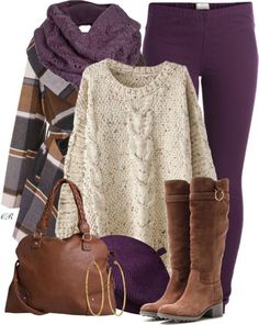 Casual and Cozy Fall Outfits Polyvore Combination 2014 - Be Modish - Be Modish Outfits With Scarves, Office Closet, Purple Denim, Dressy Style, Shoes Jeans, Boots And Leggings, Future Wardrobe