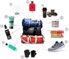 the contents of a duffel bag are shown in this graphic above it's description