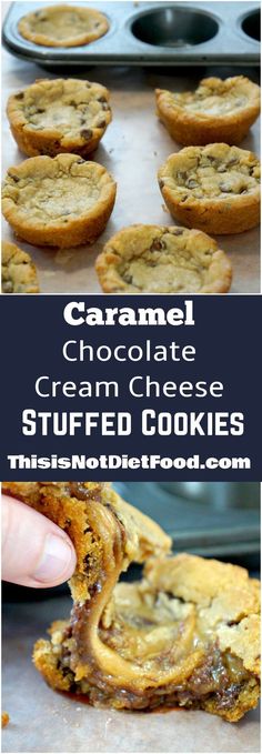 caramel chocolate cream cheese stuffed cookies