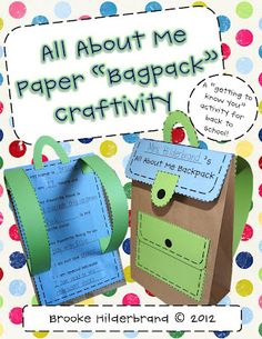 an image of a book cover with the title all about me paper package craftivity