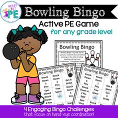 This Bowling Bingo Game is a fast-paced rolling activity to get your students up and moving. This no-prep bowling activity includes 4 different engaging Bingo challenges that focus on eye hand coordination and aiming at targets. This activity is perfect for a bowling unit in PE class, distance lear... Bowling Activities, Pe Exercises, Google Tasks, Spinner Games, Cardio Challenge, Elementary Pe, Pe Class, Pe Games, English Summer