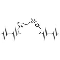 a line drawing of a horse and heartbeat