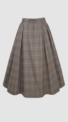 Santal 3 | Retro Plaid Midi Wool Skirt Plaid Skirt Pattern, Midi Wool Skirt, Hooded Wool Coat, Plaid Wool Skirt, Cape Coat, Cape Dress, Wool Skirt, Fabric Covered Button, Plaid Skirt