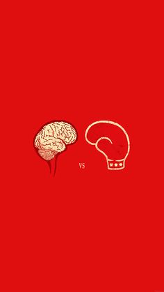 two different types of brain on a red background