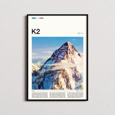 a magazine cover with a mountain in the background and text underneath it that reads k2