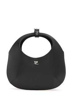 Height: 12cm Width: 23cm Depth: 3cm. Handle drop: 8cm. Strap drop: 53cm. Detachable, adjustable strap. Double top handles. Internal hook closure. Metal logo detail. One internal pocket Luxury Evening Hobo Bag With Silver-tone Hardware, Evening Leather Shoulder Bag With Round Handle, Designer Hobo Bag With Detachable Strap And Round Handle, Handheld Leather Shoulder Bag With Palladium Hardware, Modern Handheld Bags With Metal Hardware, Designer Bag With Silver-tone Hardware And Round Handle, Luxury Shoulder Bag With Silver-tone Hardware And Round Handle, Modern Evening Hobo Bag With Silver-tone Hardware, Evening Hobo Bag With Metal Hardware