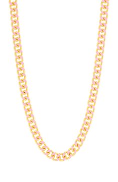 Enamel adds a contrasting detail to the interlocking chain that creates a stunning necklace further elevated by 18-karat-gold plating. Stainless steel/18k-gold plate/enamel Made in Italy Gold Enamel Necklace With Chain, Luxury Pink Chain Necklace, Gold Enamel Necklace With Cable Chain, Pink Chunky Chain Link Necklace, Pink Chunky Link Chain Jewelry, Pink Chunky Chain Link Jewelry, Yellow Plates, Stunning Necklace, Curator Style