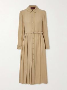 Shop GUCCI Belted pleated silk-jacquard midi shirt dress, Explore the latest GUCCI women's collection today on NET A PORTER