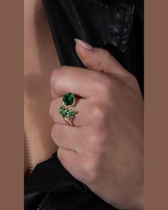 Lark amp; Berry open ring    18karat yellow gold    Green cultured emeralds    Ethical labgrown diamonds    0.03 total diamond carat weight    3.5 total emerald carat weight    Imported Green Emerald Ring, Travel Size Perfume, Gold Rings Stackable, Green Rings, Diamond Carat, Cleanser And Toner, Makeup Shop, Open Ring, Gold Diamond Rings