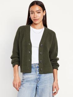 Shaker-Stitch Cardigan Sweater | Old Navy Navy Cardigan Outfit, Green Cardigan Outfit, Vintage Capsule Wardrobe, 2024 Wardrobe, Casual Work Outfits Women, Textured Knit Sweater, Cardigan Outfit, Office Casual Outfit, Navy Cardigan