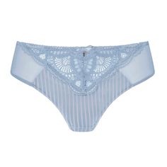 The Karolina Panty provides perfect comfort with rich lace detailing in a fan optic and a unique stripe fabric all the way to the back. It’s destined to be one of your favorites!Complete your Karolina set by purchasing a coordinating bra. Available in a range of styles: wire-free (#9719), padded wire-free (#9720), or underwire (#9721), each sold separately. Spring Delicate Lace Brief Bottoms, Elegant Light Blue Stretch Bottoms, Elegant Blue Lace Bottoms, Blue Stretch Lace Bottoms, Light Blue Lace Trim Bottoms For Summer, Light Blue Bottoms With Lace Trim For Summer, Post Surgical Bra, Measure Bra Size, Men's Wigs