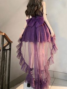 Homecoming Dresses Dark Purple, Purple Dresses Aesthetic, Purple Clothes Aesthetic, Purple Dress Aesthetic, Ruffle Dress Outfit, Sparkling Skirt, Pink And Purple Dress, Purple Princess Dress, Layered Dresses