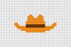 an orange hat is shown in the middle of a cross - stitch pattern on a white background