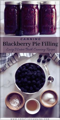 canning blackberry pie filling in mason jars