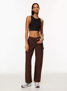 RIBBED CROPPED RACER TANK | Aritzia Denim Vans, Flare Leggings, Ribbed Fabric, Body Measurements, Crop Tank, Racerback Tank, Unique Vintage, Vintage Looks, Crew Neckline