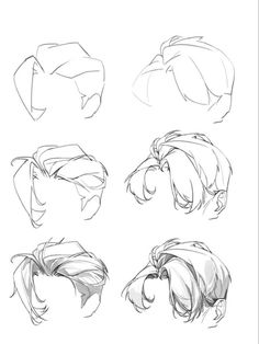 the different stages of hair being drawn by someone's head in this drawing lesson