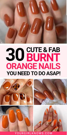 Set your fall nail look on fire with these 31 hottest burnt orange nails! Perfect for adding warmth and style to your autumn vibes. Save this pin and discover your new favorite fall color!  burnt orange nails | burnt orange nails designs | burnt orange nails acrylic | burnt orange nails fall | burnt orange nails matte | burnt orange nails fall | burnt orange nails ideas | burnt orange nails designs fall | burnt orange nails designs short | burnt orange nails dark | burnt orange nails ides summer | burnt orange nails color | burnt orange nails gel | burnt nails | burnt nails orange | burnt nails designs | burnt nails acrylic | burnt nails art | burnt nails sun Fall Nail Colors Orange, Milky Orange Nails, Rust Colored Nails Designs, Nail Ideas Burnt Orange, Burnt Nails Orange, Fall Nail Colors Burnt Orange, Fall Nail Designs Burnt Orange, Burnt Orange Dip Nails, Fall Burnt Orange Nails