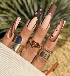 Brown Acrylic Nails, Brown Nails Design, Fall Acrylic, Nails 2018, Simple Fall Nails, Brown Acrylic, Fall Nail Art Designs, Cute Nails For Fall