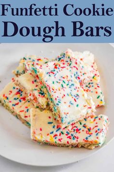 funfetti cookie dough bars on a plate with sprinkles