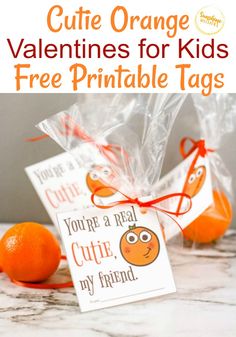 an orange bag with free printable tags for valentine's day