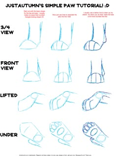 an image of how to draw hands and feet in different positions, with the text below it