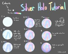 an image of how to draw the silver holo orbs in different colors and sizes