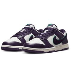 Style No Dq7683-100 Carolyn Davidson, Purple Nikes, Green Color Schemes, Retro Men, Purple Leather, Nike Dunk Low, Dunk Low, Nike Dunk, New Nike