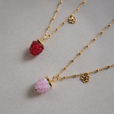 Handmade glass raspberry necklaces Gold Plated Silver, Garnet, Silver Chain, Ear Cuff, Silver Plate, Raspberry, Gold Plate, Forest, Cuff