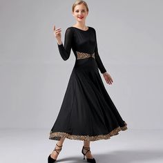 Womens Flared Long Boat Neck Sheer Sleeve Ballroom Dress – DANCEYM Long Sleeve Black Ballroom Dress, Black Long Sleeve Ballroom Dress, Black Stretch Dress For Ballroom, Black Stretch Dress For Dance, Fitted Long Sleeve Dance Dress, Fitted Long Sleeve Dress For Dance, Fitted Long Sleeve Dress For Ballroom, Fitted Long Sleeve Ballroom Dress, Elegant Long Sleeve Dance Dresses