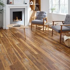 a living room filled with furniture and a fire place in the middle of the room