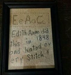 an old photo with writing on it and the caption for edhi ame did this in hard ver very stitch