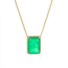 Elegant Green Emerald Necklace With Rectangular Pendant, Elegant Emerald Necklace With Large Pendant, Elegant Jade Necklace With Large Pendant, Elegant Green Gemstone Crystal Necklace, Rectangular Emerald Necklace For May Birthstone, Green Emerald Pendant Necklace Gift, Green Birthstone Necklace With Rectangular Pendant, Green Emerald Necklace With Rectangular Pendant, Green Birthstone Rectangular Pendant Necklace