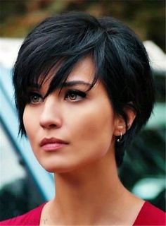 Short Straight Black Wig Synthetic Cosplay Wigs Natural Looking Wig for Women Short Hairstyles For Thick Hair, Short Pixie Haircuts, Short Hairstyle, Pixie Hairstyles, Short Hairstyles For Women, Messy Hairstyles, Pixie Haircut