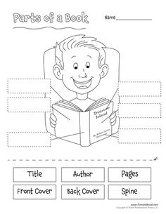 the parts of a book worksheet for kids to learn and practice their reading skills