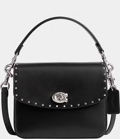 COACH Cassie 19 With Rivets Crossbody Bag | Dillard's Coach Cassie, Chic Bags, Leather Silver, Black Cross Body Bag, Branded Bags, Leather Design, A Signature, Rivets, Crossbody Strap