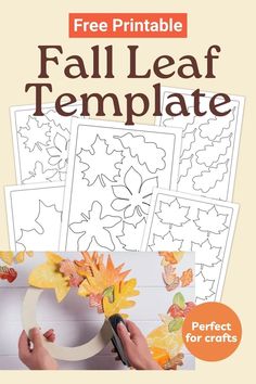 the free printable fall leaf template for kids to make with paper leaves and scissors