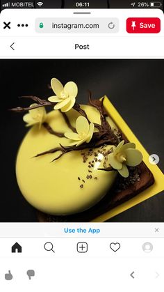 a yellow plate with flowers on it and the text instagram com post use the app