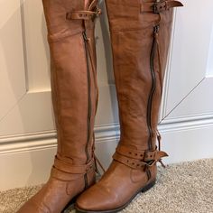 Retail: $350, Beautiful Boots, Great Condition! The Ugg Australia Nicoletta Boot Kicks Up Dust And Attitude In Buckled Vintage Leather With Over-The-Knee Shaft. Vintage Leather With Aged Brass Hardware. Insole Of Dyed Lamb Shearling (Spain). 20"H Over-The-Knee Shaft With Belted Split Sides. Double-Buckle Detail Wraps Around Vamp. Functional Full-Side Zippers Assist Fit. Long Knotted Tassel Pulls. 16" Circumference. 1/2"H Stacked Heel. Leather Lining And Sole. Imported. Sold Out Everywhere! Aged Brass Hardware, Beautiful Boots, Aged Brass, Ugg Australia, Womens Uggs, Brass Hardware, Stacked Heel, Ugg Shoes, Over The Knee Boots