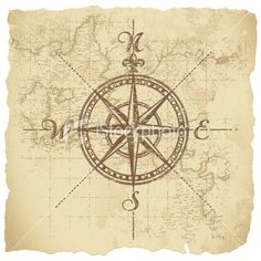 an old map with a compass on it and the letter y in the middle is shown