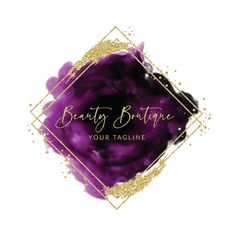 a purple and gold logo with the words, beauty boutique your tagline on it