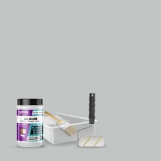 an assortment of medical supplies on a gray background